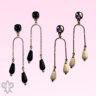 Golden arch earrings with Austrian crystal