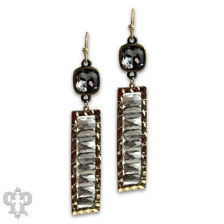 Faceted bead rectangle earring with Austrian crystal