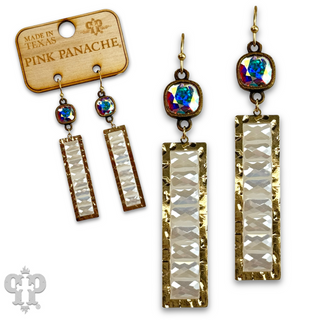 Faceted bead rectangle earring with Austrian crystal