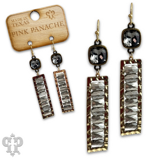 Faceted bead rectangle earring with Austrian crystal