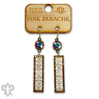Faceted bead rectangle earring with Austrian crystal