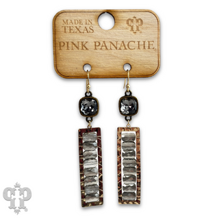Faceted bead rectangle earring with Austrian crystal