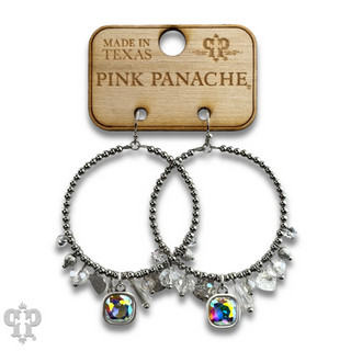 Heart and variety bead charm earring with Austrian crystal