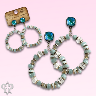 Beaded circle earring with Austrian crystal