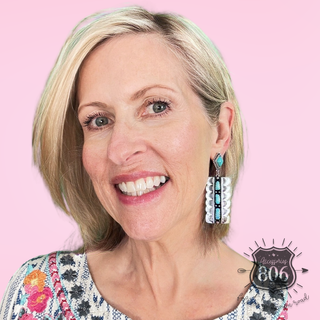 Southwest silver and turquoise rectangle earring