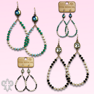 Mixed color saucer bead teardrop earring with Austrian crystal