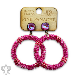 Seed and tube bead circle earring with Austrian crystal