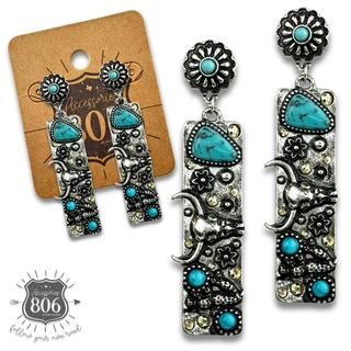 Western rectangle drop earring
