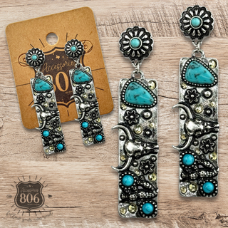 Western rectangle drop earring