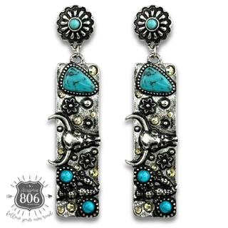 Western rectangle drop earring