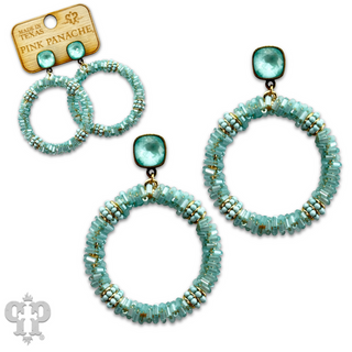 Seed and tube bead circle earring with Austrian crystal