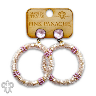 Seed and tube bead circle earring with Austrian crystal