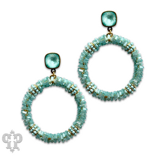 Seed and tube bead circle earring with Austrian crystal