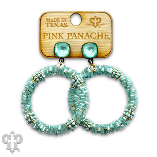 Seed and tube bead circle earring with Austrian crystal