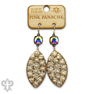 Woven flower bead diamond shape earring