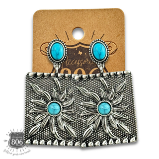 Western sunflower rectangle earring