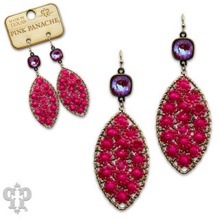 Woven flower bead diamond shape earring