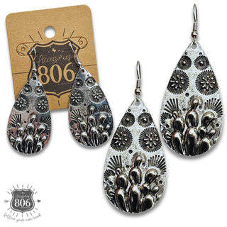 Western cactus teardrop earring