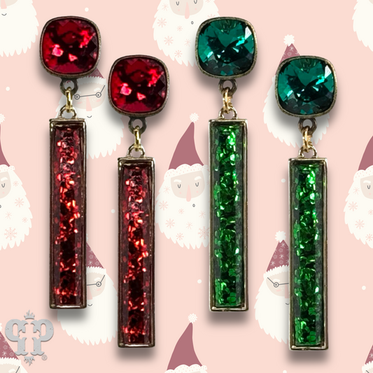 Glitter bar earring with Austrian crystal