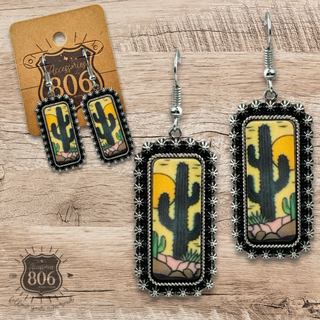 Western cactus scene earring