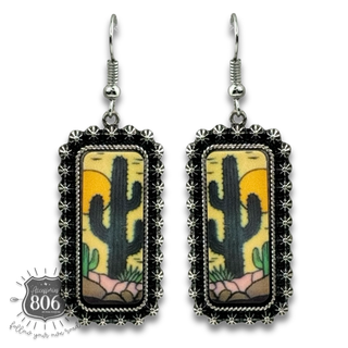 Western cactus scene earring