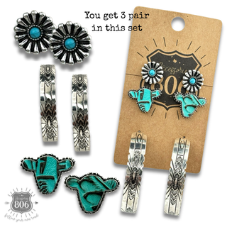 Western hoop earring set