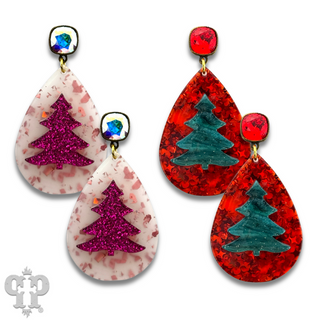 Christmas tree teardrop earring with Austrian crystal