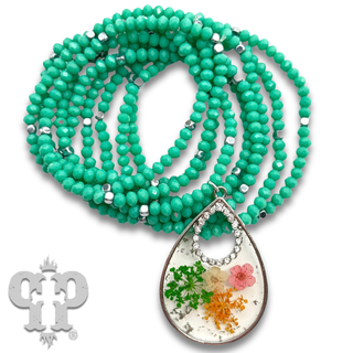 Pressed flower charm bracelet