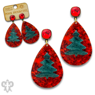 Christmas tree teardrop earring with Austrian crystal