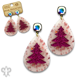 Christmas tree teardrop earring with Austrian crystal