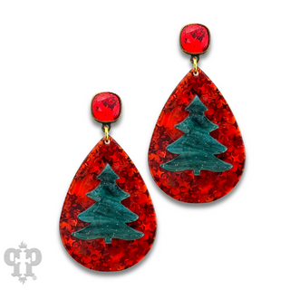 Christmas tree teardrop earring with Austrian crystal