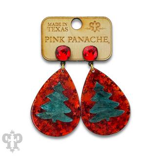 Christmas tree teardrop earring with Austrian crystal