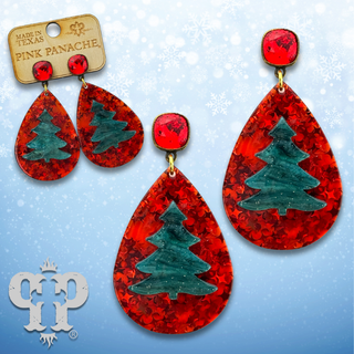 Christmas tree teardrop earring with Austrian crystal - LC