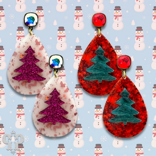Christmas tree teardrop earring with Austrian crystal