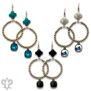 Clover bead earring with Austrian crystal