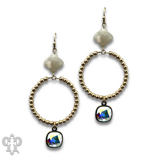 Clover bead earring with Austrian crystal