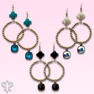 Clover bead earring with Austrian crystal