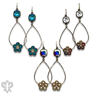 Flower charm earring with Austrian crystal