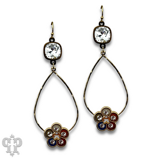 Flower charm earring with Austrian crystal