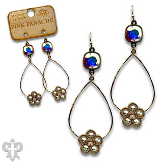 Flower charm earring with Austrian crystal