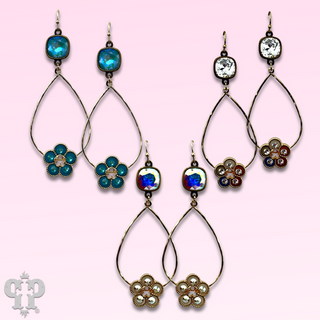 Flower charm earring with Austrian crystal