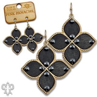 Four point clover cross earring with Austrian crystals