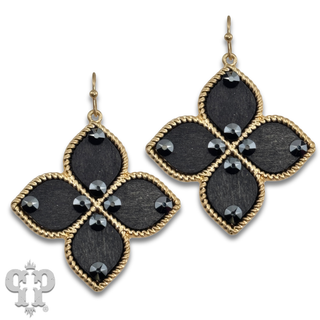 Four point clover cross earring with Austrian crystals