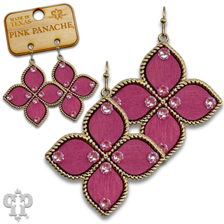 Four point clover cross earring with Austrian crystals