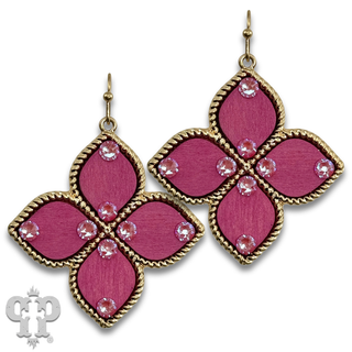 Four point clover cross earring with Austrian crystals