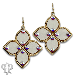Four point clover cross earring with Austrian crystals
