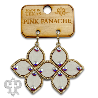 Four point clover cross earring with Austrian crystals