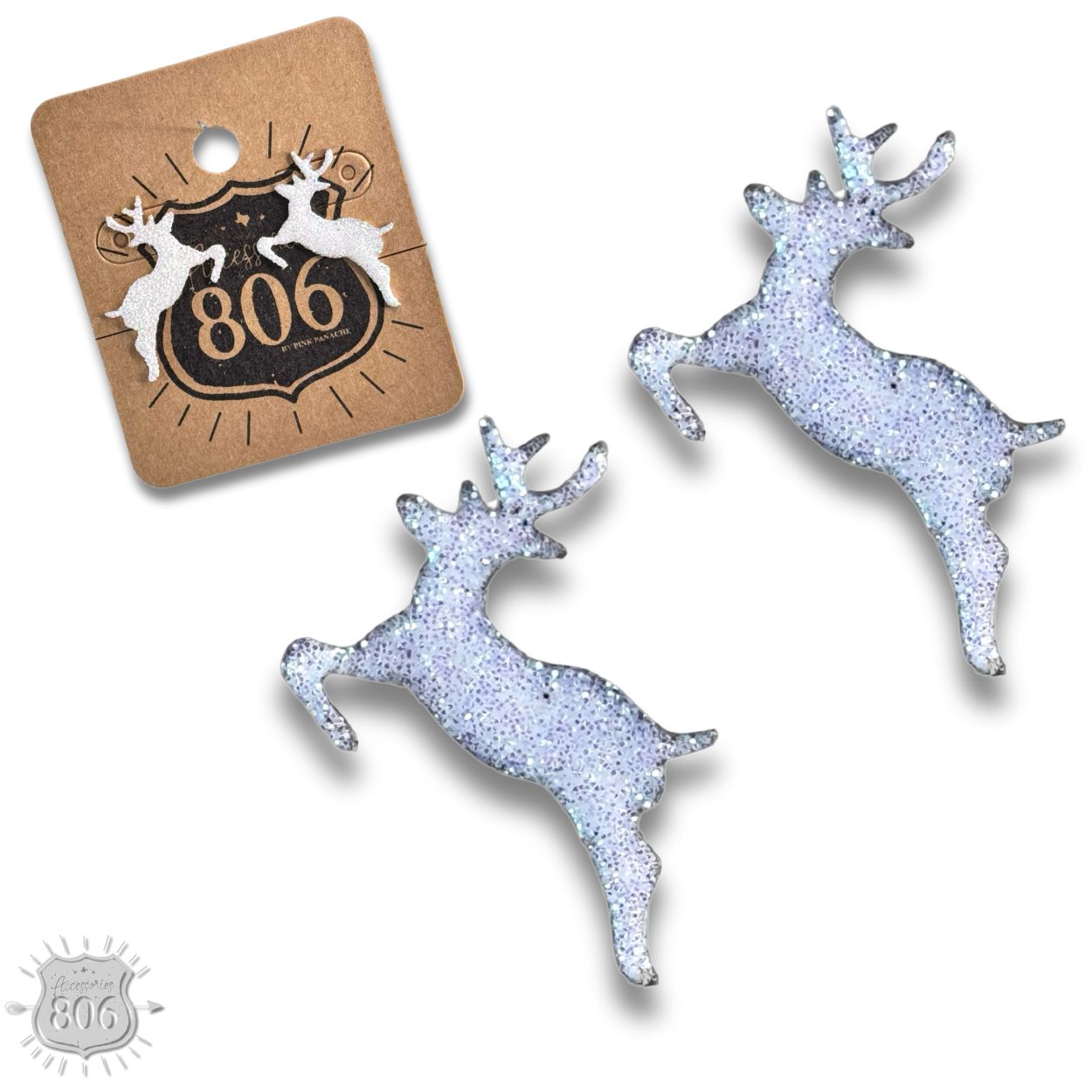 Glitter reindeer post earring, last call
