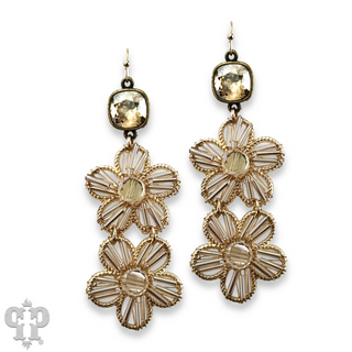 Double flower earring with Austrian crystal