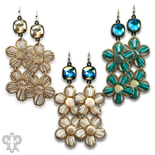 Double flower earring with Austrian crystal